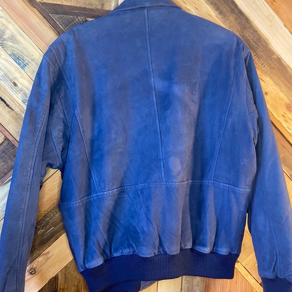 Mixed Blues | Blue Gen Leather Bomber Jacket | M - Picture 2 of 14